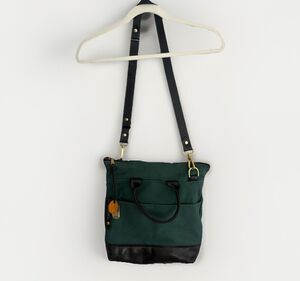 R. Riveter Army Green Crossbody Bag Canvas Leather RR076 Handmade in USA